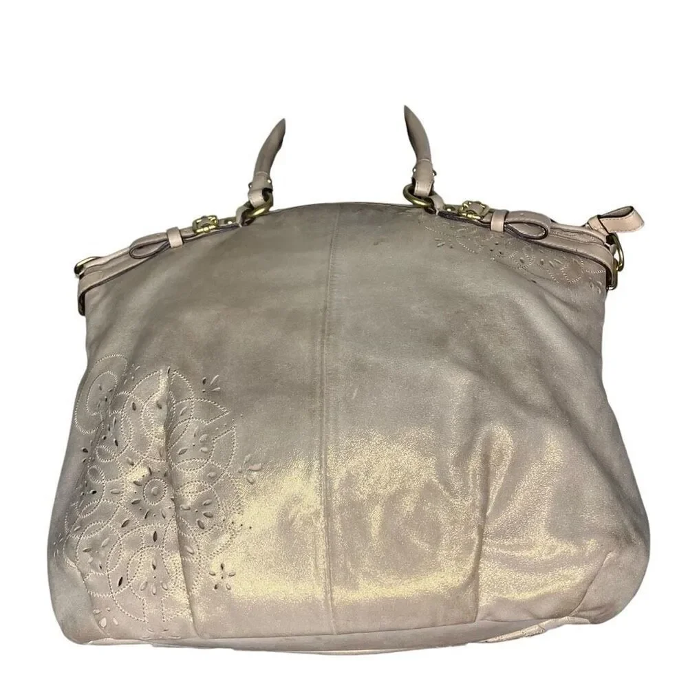 COACH 19624 Madison Tossed Laser Lindsay Leather Satchel Gold